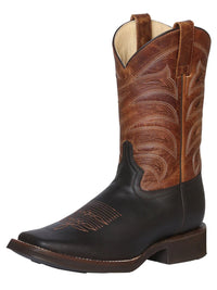 El General Men's Square Toe Leather Cowboy Boot–Crazy Dark Brown 43000 - OriginalWestern.com