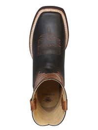 El General Men's Square Toe Leather Cowboy Boot–Crazy Dark Brown 43000 - OriginalWestern.com
