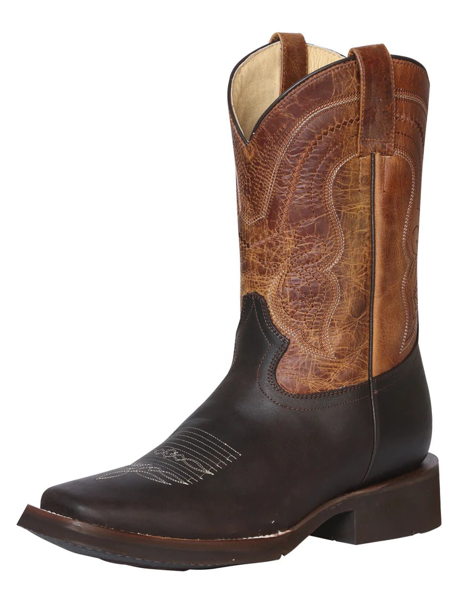 El General Men's Square Toe Leather Cowboy Boot–Crazy Dark Brown 43004 - OriginalWestern.com