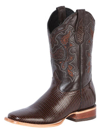 El General Men's Square Toe Leather Cowboy Boot–Printed Lizard 41791 - OriginalWestern.com
