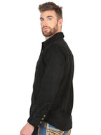 El General Men’s Suede Embroidered Snap Button Western Shirt - Black 45653 - OriginalWestern.com