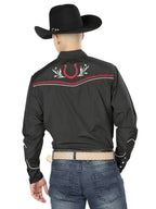 El General Men's Traditional Embroidered Western Charro Shirt Black/Red 43293 - OriginalWestern.com