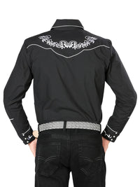 El General Men's Traditional Embroidered Western Charro Shirt Black/White 40987 - OriginalWestern.com