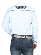 El General Men's Traditional Embroidered Western Charro Shirt Blue/Black 40785 - OriginalWestern.com