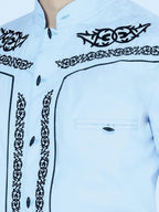 El General Men's Traditional Embroidered Western Charro Shirt Blue/Black 40785 - OriginalWestern.com