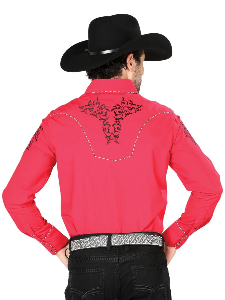 El General Men's Traditional Embroidered Western Charro Shirt Red/Black 40992 - OriginalWestern.com