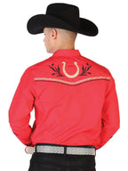 El General Men's Traditional Embroidered Western Charro Shirt Red/Black 43294 - OriginalWestern.com