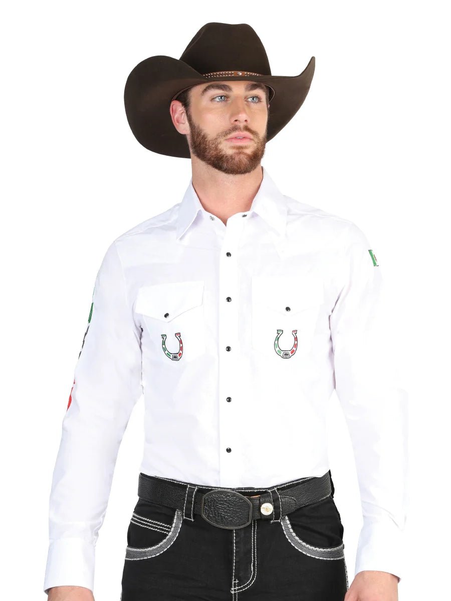 El General Men's Traditional Embroidered Western Charro Shirt - White 44282 - OriginalWestern.com