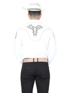 El General Men's Traditional Embroidered Western Charro Shirt White/Black 40991 - OriginalWestern.com