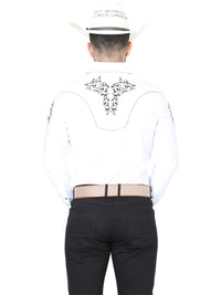 El General Men's Traditional Embroidered Western Charro Shirt White/Black 40991 - OriginalWestern.com