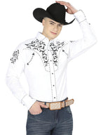 El General Men's Traditional Embroidered Western Charro Shirt White/Black 40991 - OriginalWestern.com