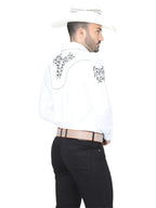 El General Men's Traditional Embroidered Western Charro Shirt White/Black 40991 - OriginalWestern.com