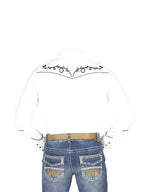 El General Men's Traditional Embroidered Western Charro Shirt - White/Black 44300 - OriginalWestern.com