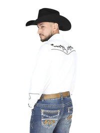 El General Men's Traditional Embroidered Western Charro Shirt - White/Black 44300 - OriginalWestern.com