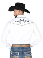El General Men's Traditional Embroidered Western Charro Shirt - White/Black 44302 - OriginalWestern.com