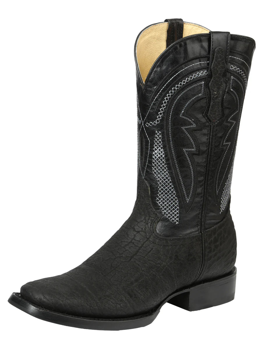El General Men's Westeen Boots–Imitation Bull Neck Black 45666 - OriginalWestern.com