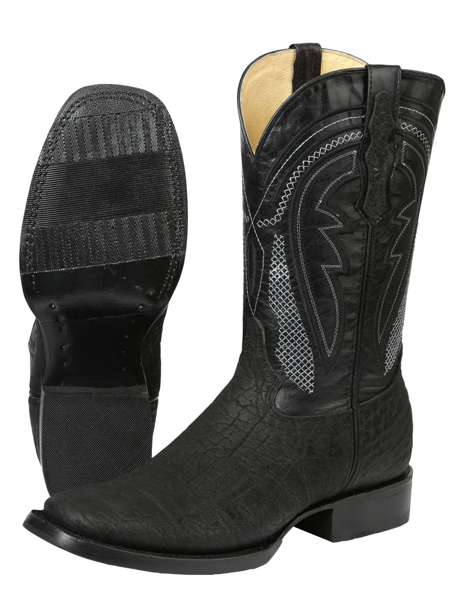 El General Men's Westeen Boots–Imitation Bull Neck Black 45666 - OriginalWestern.com