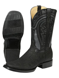 El General Men's Westeen Boots–Imitation Bull Neck Black 45666 - OriginalWestern.com