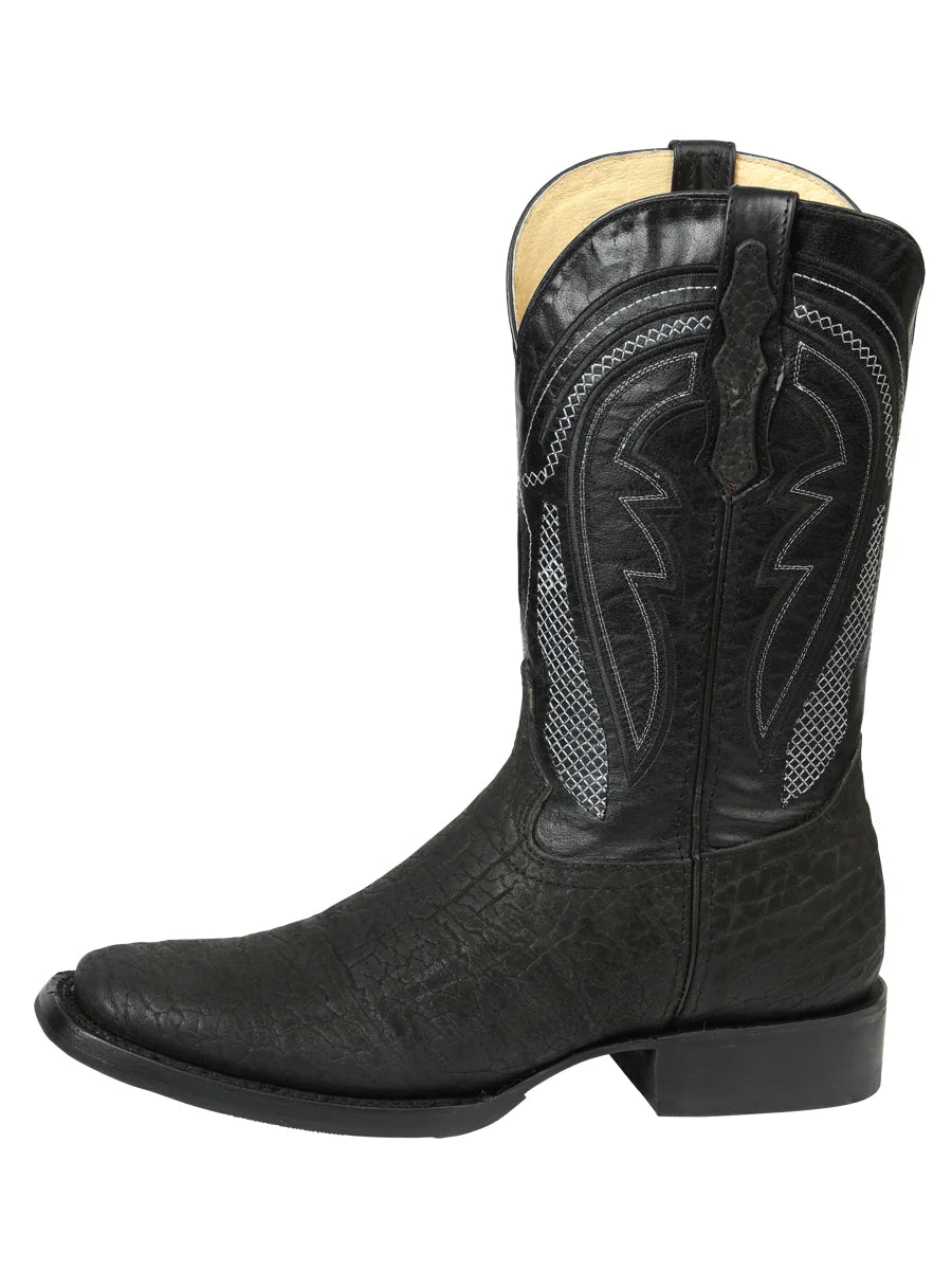 El General Men's Westeen Boots–Imitation Bull Neck Black 45666 - OriginalWestern.com