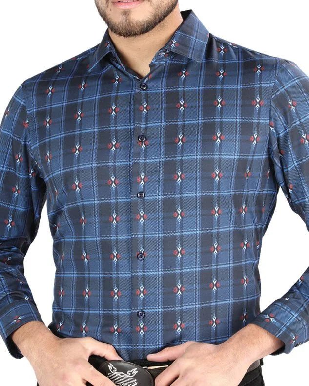 El General -Men's Western Shirt in Black and Blue Plaid 44704 - OriginalWestern.com