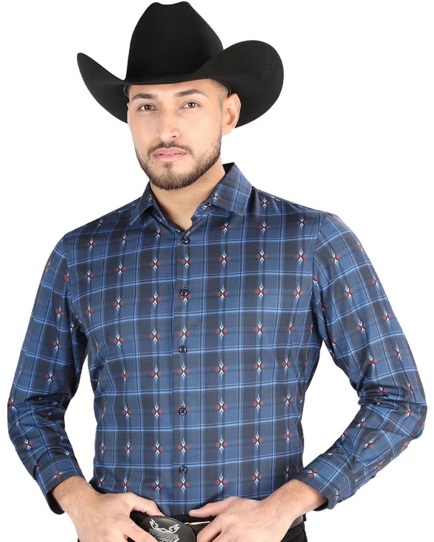El General -Men's Western Shirt in Black and Blue Plaid 44704 - OriginalWestern.com