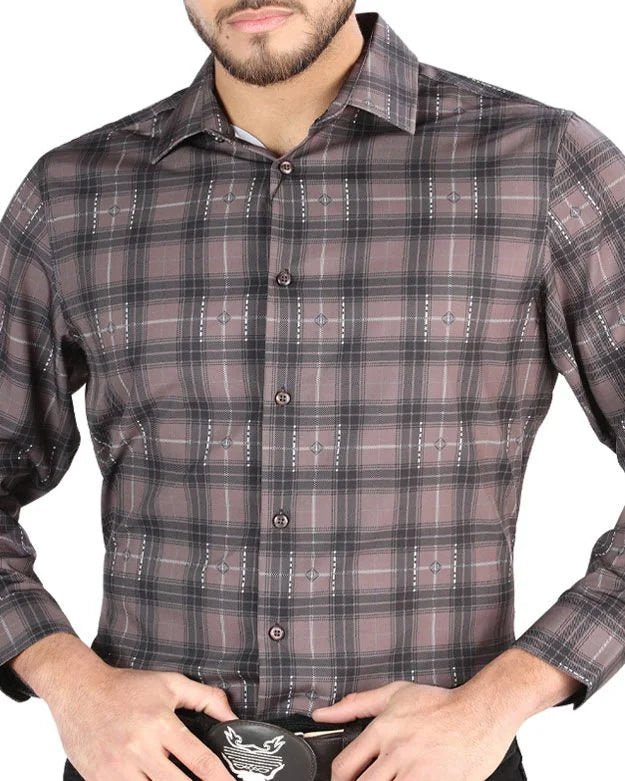 El General - Men’s Western Shirt in Moka-Olive Plaid 44712 - OriginalWestern.com