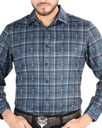 El General - Men’s Western Shirt in Navy-White Plaid 44706 - OriginalWestern.com