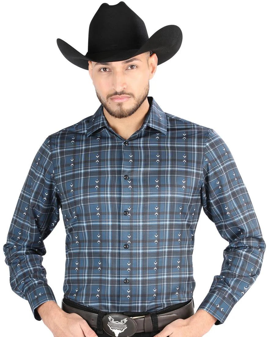 El General - Men’s Western Shirt in Navy-White Plaid 44706 - OriginalWestern.com