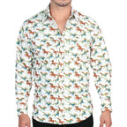 El General - Men's White Western Shirt with Colorful Horse Print 44313 - OriginalWestern.com
