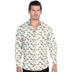 El General - Men's White Western Shirt with Colorful Horse Print 44313 - OriginalWestern.com