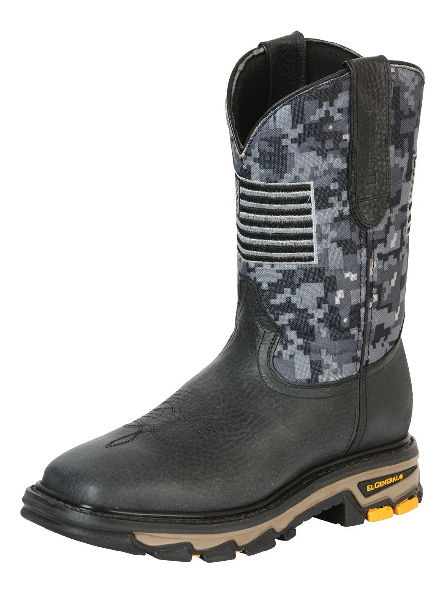 El General Men's Work Boot – Bull Fight Leather – Black 44759 - OriginalWestern.com