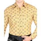 El General - Men's Yellow Western Shirt with Longhorn Print 44323 - OriginalWestern.com