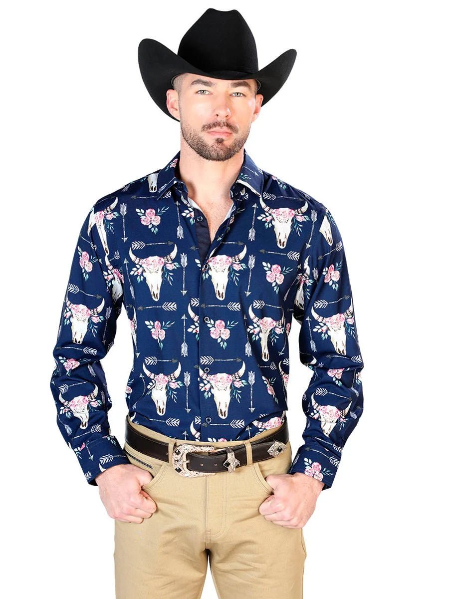 El General - Navy Blue Casual Long Sleeve Shirt 43694 - OriginalWestern.com