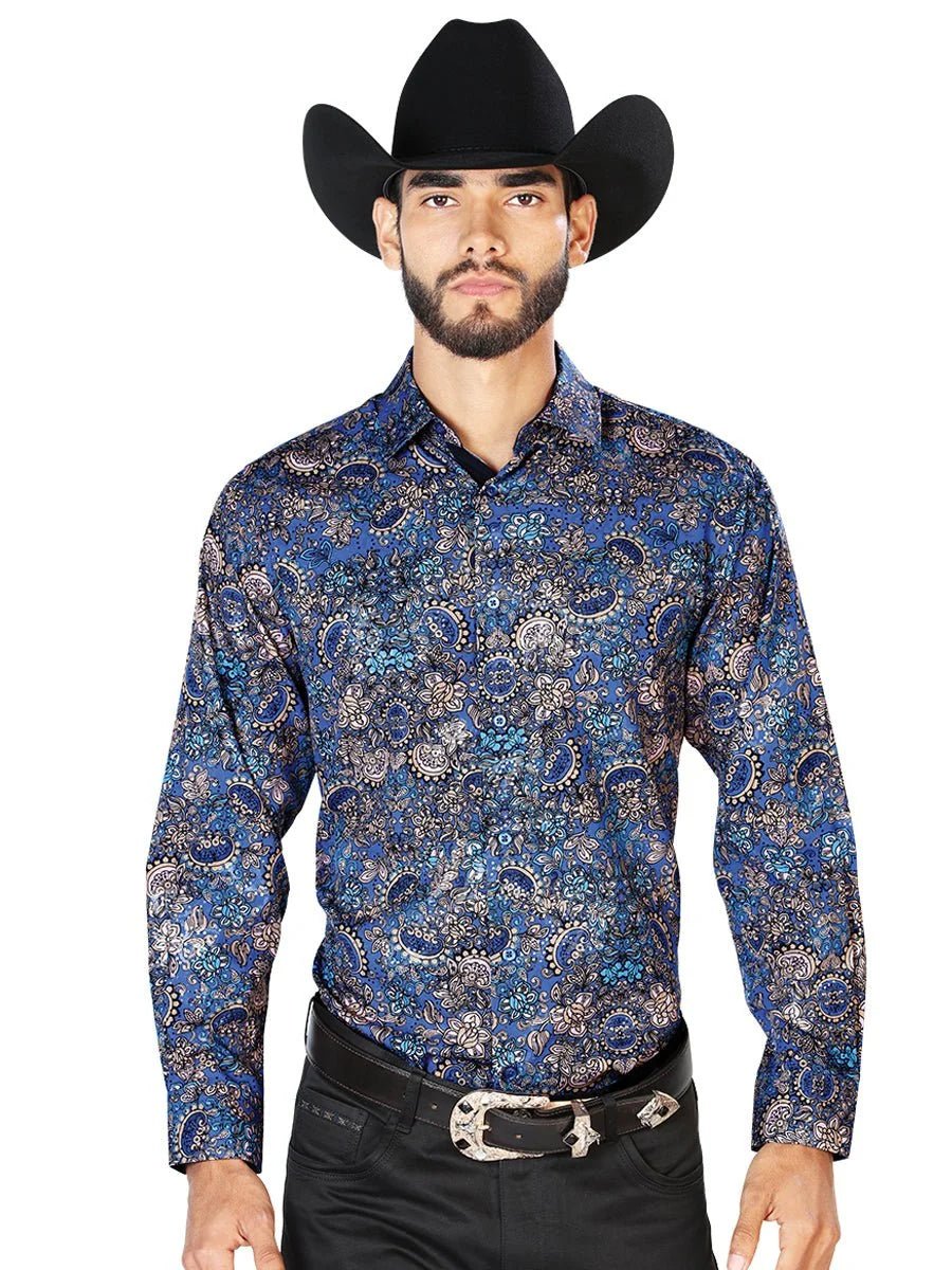 El General - Navy Blue Casual Long Sleeve Shirt 43860 - OriginalWestern.com