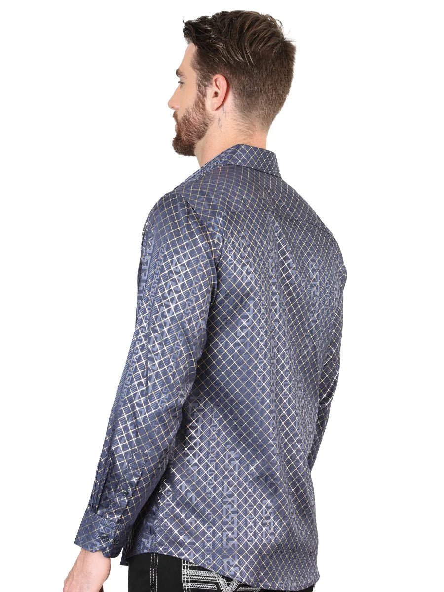El General - Navy Blue Casual Long-Sleeve Shirt 44551 - OriginalWestern.com
