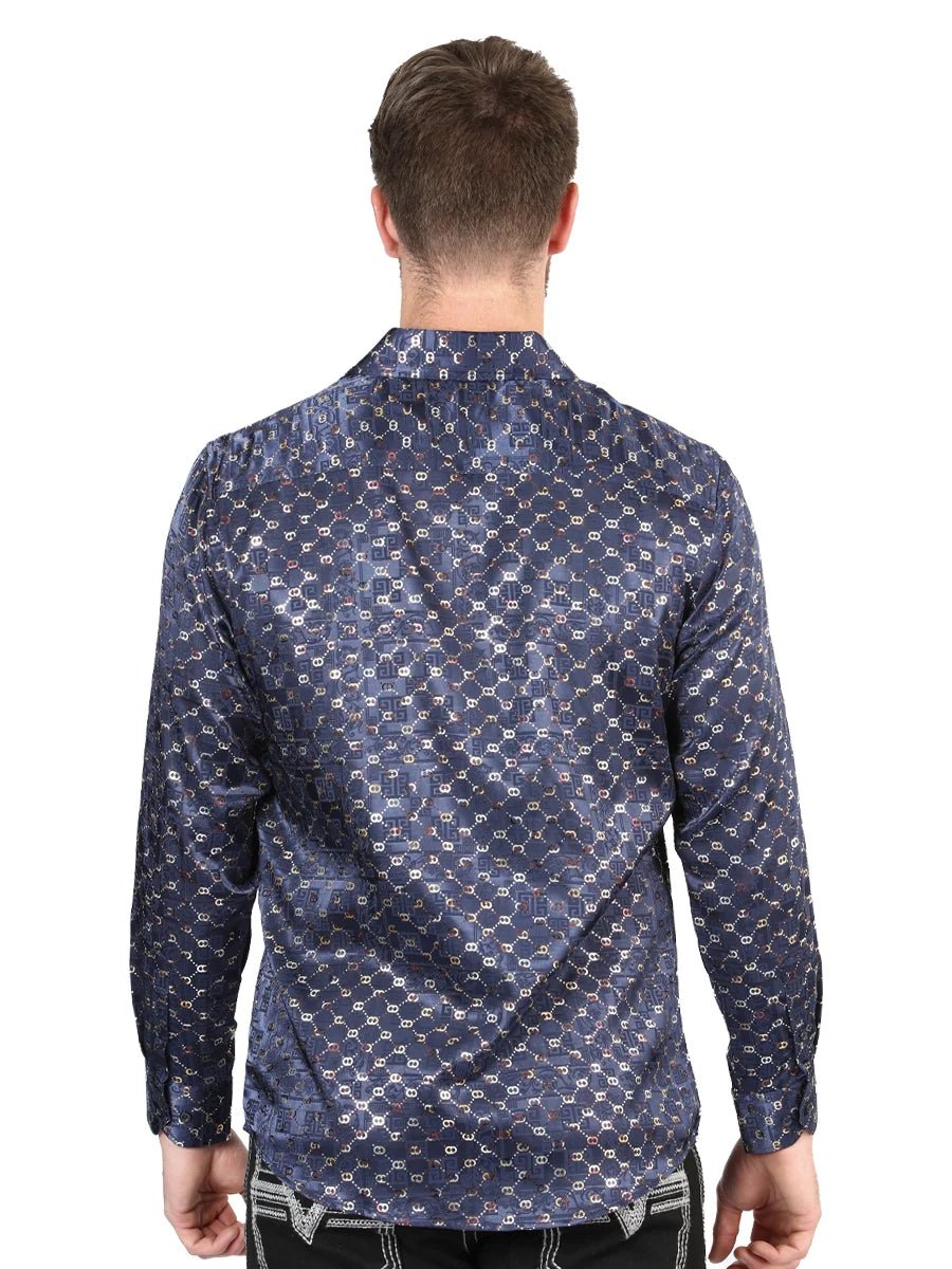 El General Navy/Gold Casual Long-Sleeve Shirt 44548 - OriginalWestern.com