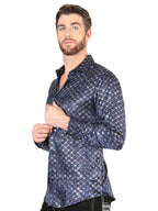 El General Navy/Gold Casual Long-Sleeve Shirt 44548 - OriginalWestern.com