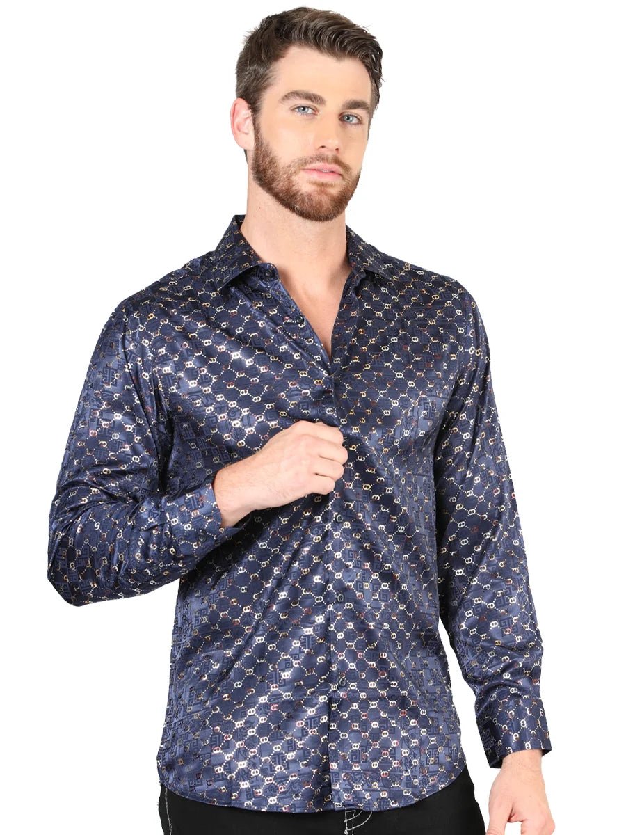El General Navy/Gold Casual Long-Sleeve Shirt 44548 - OriginalWestern.com