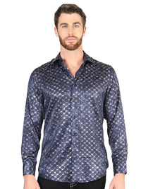 El General Navy/Gold Casual Long-Sleeve Shirt 44548 - OriginalWestern.com