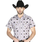 El General - Pale Lilac Short-Sleeve Western Shirt with Tribal-Inspired Design 44461 - OriginalWestern.com