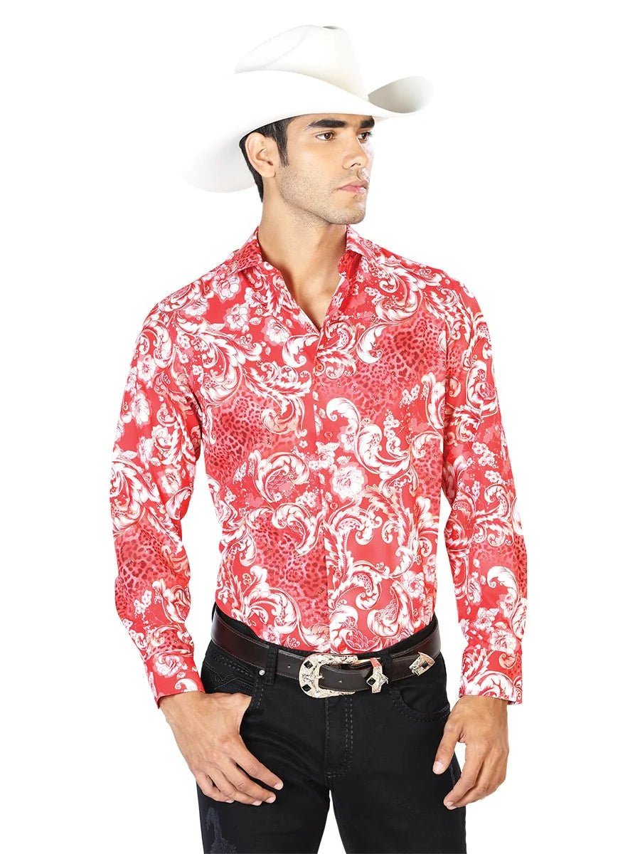 El General - Red Casual Long Sleeve Shirt 43583 - OriginalWestern.com