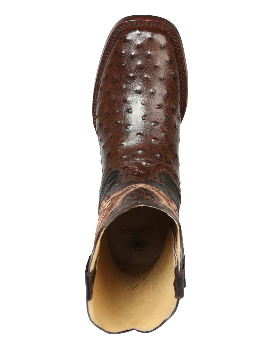 El General Rodeo Boot–Imit Avestruz–Brown 44665 - OriginalWestern.com
