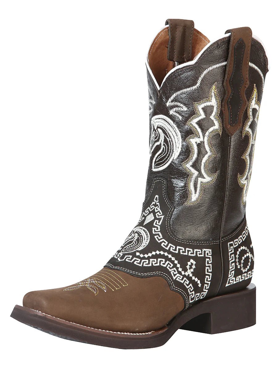 El General Rodeo Boot–Nobuck Dark Brown with Embroidery 51117 - OriginalWestern.com