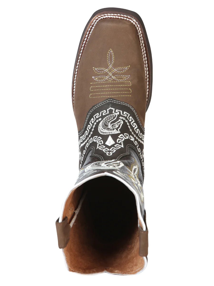 El General Rodeo Boot–Nobuck Dark Brown with Embroidery 51117 - OriginalWestern.com