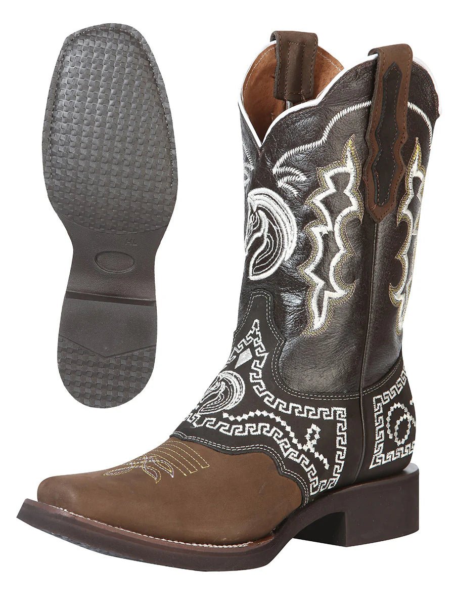 El General Rodeo Boot–Nobuck Dark Brown with Embroidery 51117 - OriginalWestern.com
