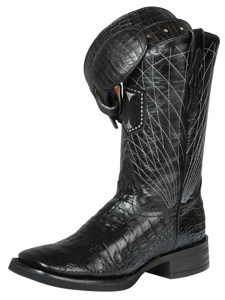 El General Rodeo–Printed Alligator Leather Boots–Black 44671 - OriginalWestern.com