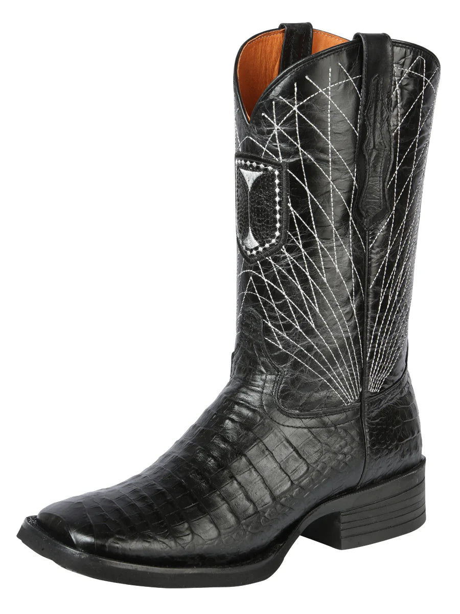El General Rodeo–Printed Alligator Leather Boots–Black 44671 - OriginalWestern.com