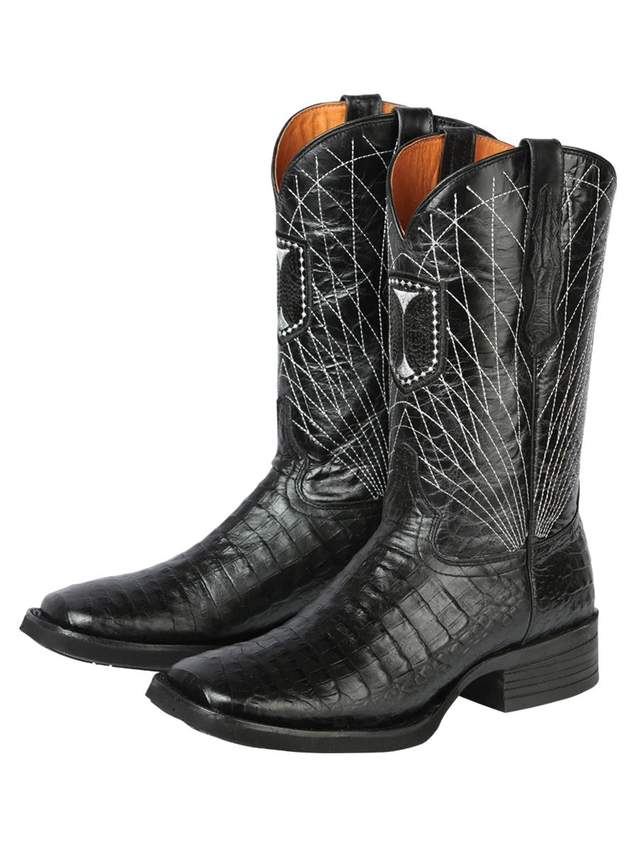 El General Rodeo–Printed Alligator Leather Boots–Black 44671 - OriginalWestern.com