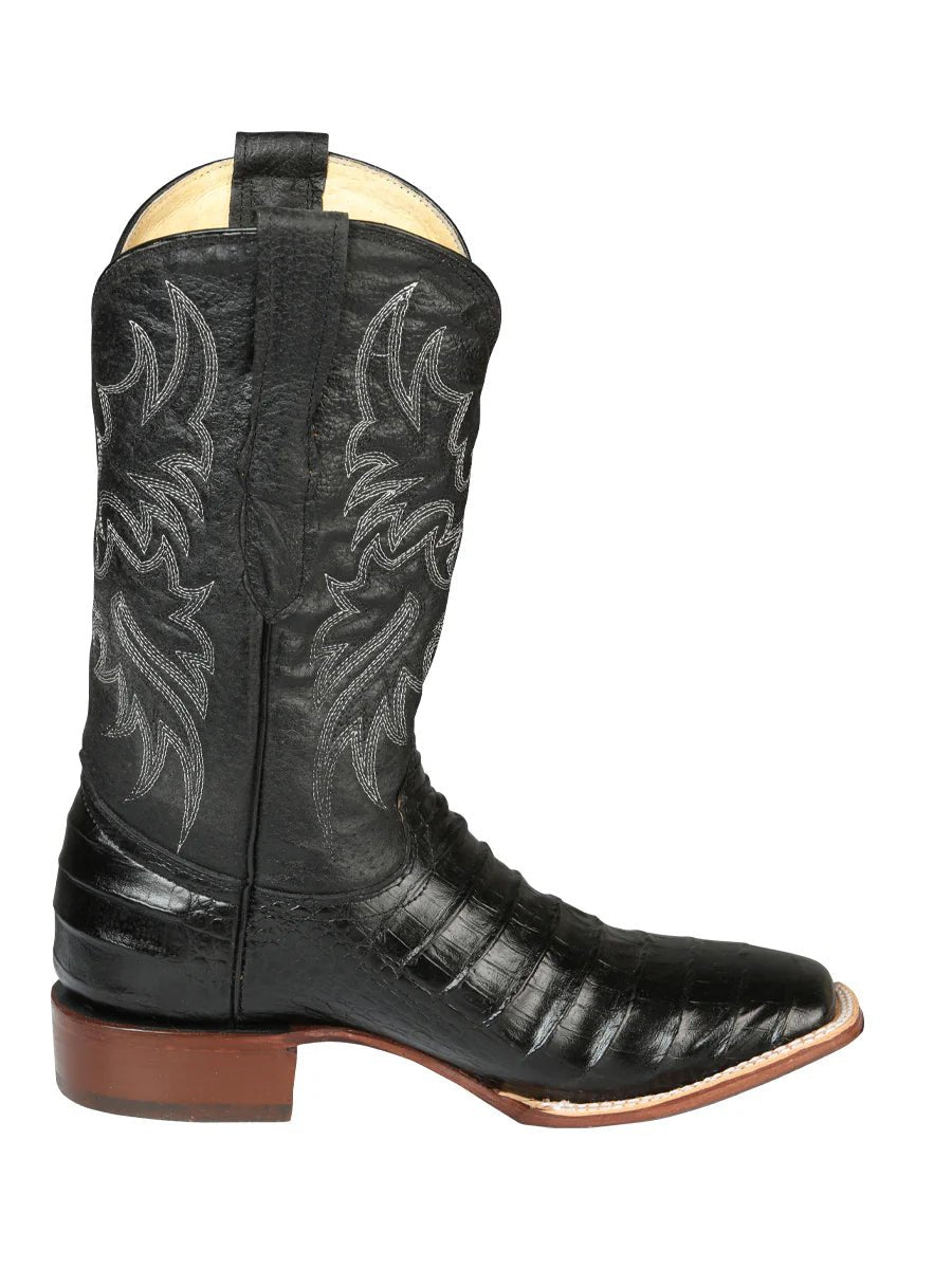 El General Rodeo–Printed Alligator Leather Boots–Black 44938 - OriginalWestern.com