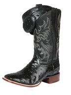 El General Rodeo–Printed Ostrich Leather Boots–Black 44935 - OriginalWestern.com